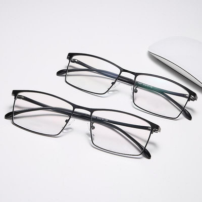 全框鈦合金男款眼鏡架方形金屬男款商務眼鏡框變色防藍光1607
