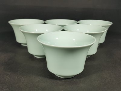 [銀九藝] 鶯歌陶瓷 瓷器 天青釉 撇口茶杯 茶碗 六件一標 (4)