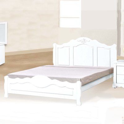 【在地人傢俱】22 簡單購-安琪拉古典烤白色5尺雙人床台/床架 LC071-1