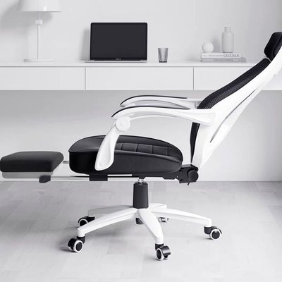 現貨熱銷-黑白調077電腦椅人體工學椅轉椅可躺午睡椅子靠背舒適久坐辦公椅~特價