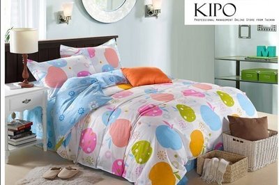 KIPO-精梳綿-繽紛蘋果單人/雙人床包床組四件式NBG032106A