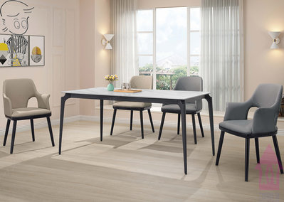 【X+Y】艾克斯居家生活館         現代餐桌椅系列-雅克 5.3尺岩板餐桌.不含餐椅.金屬鐵管加工腳架.摩登家具