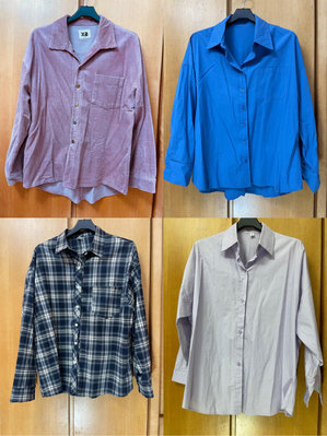 （4件組）（二手衣）襯衫組 粉紅秋冬/藍色 格紋 粉紫 春夏