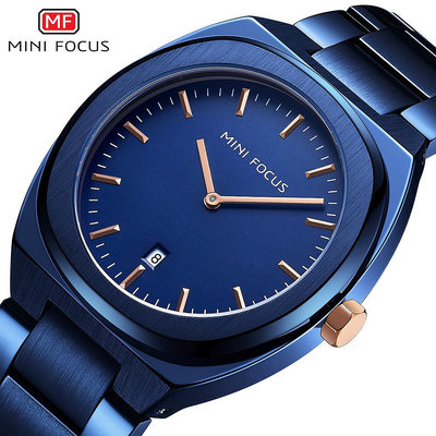 現貨男士手錶腕錶MINIFOCUS潮流時尚男手錶日本機芯日歷雙圈防水鋼帶男錶0319G