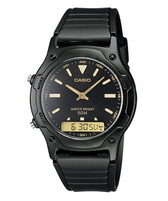 【CASIO 專賣】AW-49HE-1A 雙顯錶 中性錶 流線型圓弧 防水 橡膠錶帶 AW-49HE