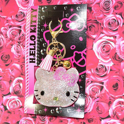 鑲鑽 Hello Kitty 吊飾 鑰匙扣 人工皮革 Sanrio日本正版