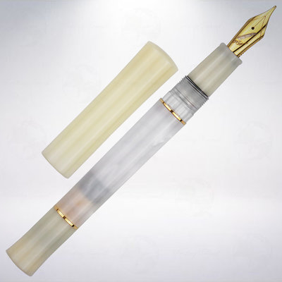 台灣 尚羽堂 權杖系列 真空上墨鋼筆: 象牙白/大理石花紋筆身