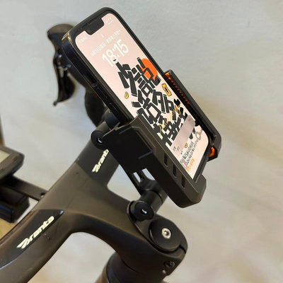 天極TJ百貨新款腳踏車手機支架公路車破風把一件式把騎行手機拍攝頻道鋁合金架