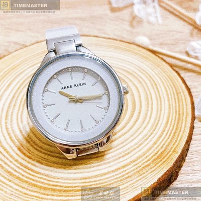 AnneKlein手錶,編號AN00047,34mm銀灰色圓形精鋼錶殼,銀灰色簡約錶面,銀色, 銀灰色精鋼錶帶款