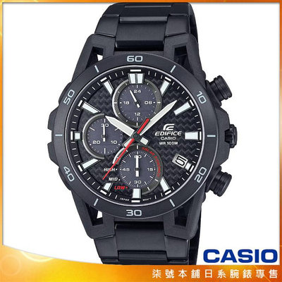 【柒號本舖】CASIO卡西歐 EDIFICE大錶徑太陽能賽車鋼帶錶-IP黑 / EQS-960DC-1A