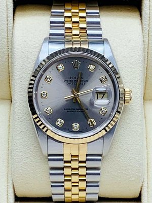 重序名錶 ROLEX 勞力士 DATEJUST 蠔式日誌型 半金 16233 原廠包台十鑽面盤 自動上鍊腕錶