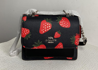 全新 COACH 蔻家 CH353 美國正品代購新款草莓風琴包 女士斜挎包 可愛浪漫鏈條包 超低直購