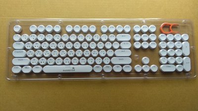 白色繁體注音中文圓形鍵帽 蒸汽朋克鍵帽 復古打字機鍵帽打字機型鍵盤 電競鍵盤之機械鍵盤專用104鍵 英文鐳雕透光