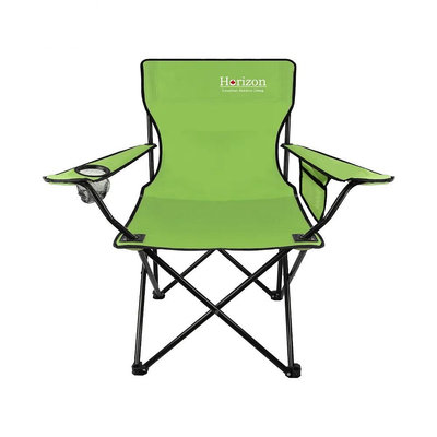 【限時特惠2組$700】Horizon 天際線免安裝輕便折疊野餐露營椅 (有側置物杯袋、手機袋) 附收納袋 蘋果綠600D牛津椅布