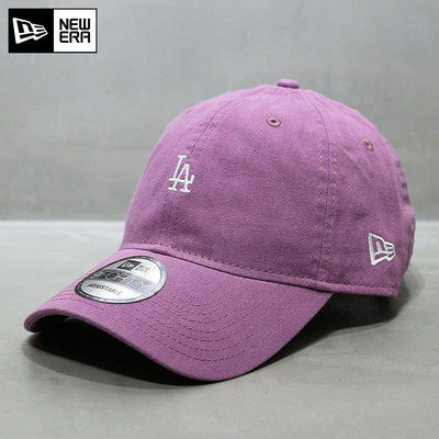 熱款直購#NewEra帽子韓國代購紐亦華MLB棒球帽軟頂小標LA道奇鴨舌帽粉紫色