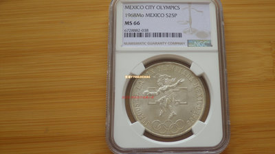 NGC評級 MS66 高分 墨西哥1968年奧運會瑪雅人25比索紀念銀幣 錢幣 銀幣 紀念幣【悠然居】352