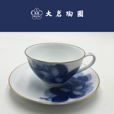 【皮老闆二店】  二手真品 大倉陶園 下午茶杯組 英式下午茶杯組 藍玫瑰 咖啡杯組 日本 紅129