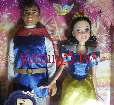 Disney迪士尼Snow White白雪公主Barbie芭比娃娃+白馬王子Ken肯尼
