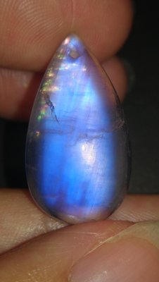 天然玻璃體冰種月光石墜子 強藍光月光石 正面光 斯里蘭卡月光石 裡面有彩虹光（附925純銀扣頭）