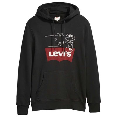 歐美代購 Levis Peanuts 聯名T恤 飛行員史努比 SNOOPY 潮流帽T 黑色T S~XL