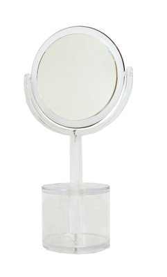 超值鏡子!!!~ 雙面 圓 立鏡 含收納盒 可旋轉 鏡子 隨身鏡 化妝鏡 3倍 L-022