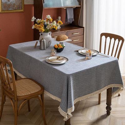 桌墊 桌布 簡約純色桌布布藝輕奢高級感棉麻長條會議桌長方形高檔餐桌台布厚