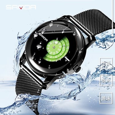 現貨手錶腕錶三達新款時尚男士防水腕錶潮流個性創意網帶學生男石英錶廠家