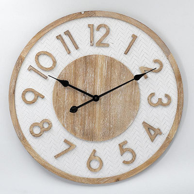 時鐘 仿古掛鐘MDF木質立體數字出口復古鐘錶亞馬遜時鐘wall clock