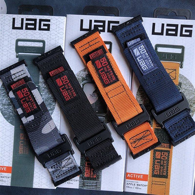 【熱賣精選】UAG 適用於蘋果Apple watch Ultra尼龍錶帶 iWatch8代通用運動魔術貼錶帶 蘋果手錶帶軍工迷彩錶帶