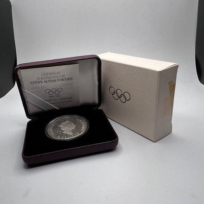 PS383  加拿大1996年 15元 奧運紀念925銀幣 盒裝 附證如圖