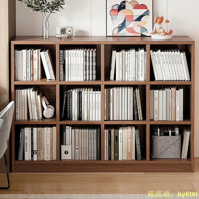 廠家出貨矮書架矮書櫃 簡易書架置物架落地儲物格子櫃客廳實木色小書本收納閱讀架矮書櫃