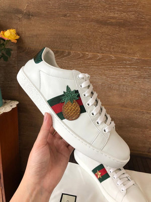 Gucci古馳女士紅綠條菠蘿瓢蟲小白鞋板鞋