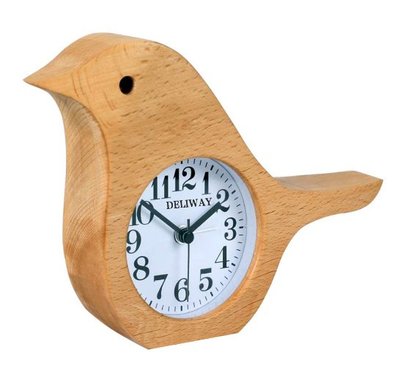7550c 歐洲進口 好品質 正品 DELIWAY品牌 歐式小鳥兒實木木頭桌上客廳房間鬧鐘靜音時鐘鐘錶裝飾品擺件送禮禮品