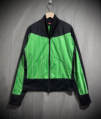 Puma sportswear jacket BV配色運動外套 黑綠立領夾克 女 L vintage Y2K