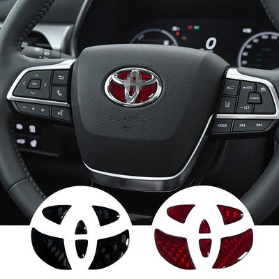 1 件裝碳纖維汽車方向盤標誌徽章貼紙適用於豐田卡羅拉凱美瑞雅力士 Rav4 普拉多 CHR TRD VIOS 汽車配件