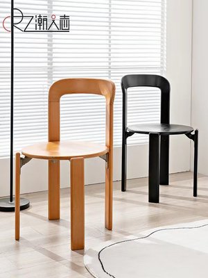 倉庫現貨出貨北歐現代輕奢櫸木餐椅家用客廳靠背椅丹麥設計師rey彩色中古椅子