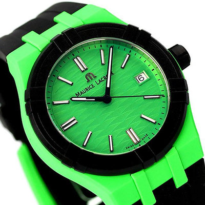MAURICE LACROIX AI2008-70070-300-0 艾美錶 石英錶 40mm AIKON 綠色面盤 橡膠錶帶