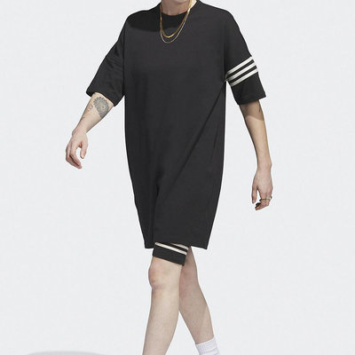 Adidas Tee Dress 女款 黑色 亞洲版 休閒 復古 寬鬆 柔軟 棉質 舒適 穿搭 連身洋裝 IB7309
