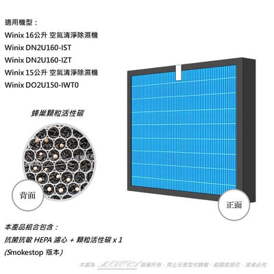 適用 Winix 空氣清淨除濕機 16L公升 DN2U160-IST IZT 15L公升DO2U150 HEPA濾網濾心