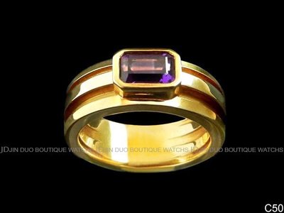 金鐸精品~C50 TIFFANY&CO. T&CO.蒂芙尼 紫水晶主石18黃K金寬版 環圈狀造型戒指