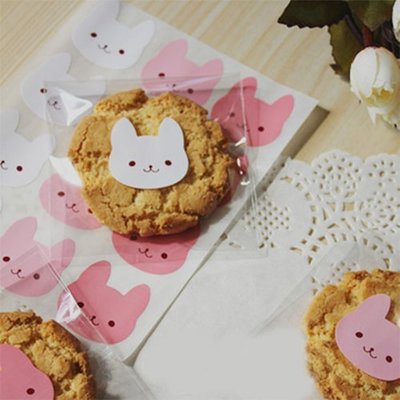 《 禮品批發王 》韓國烘培包裝 粉色小兔封口貼 創意貼紙 12枚