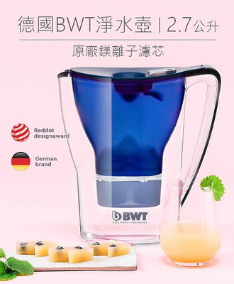 【台北現貨】BWT 濾水壺 淨水壺 附鎂離子 濾芯 濾心 2.7L 藍