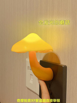 會發光的蘑菇ins小夜燈led插電式臥室床頭睡眠光控感應起夜氛圍燈