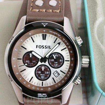 *PUPU屋* FOSSIL CH2565 三眼 皮革錶帶 手錶 腕錶 全新 現貨