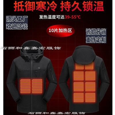 發熱衝鋒衣秋冬新款軟殼棉衣智能恆溫外套USB供電防風保暖登山服