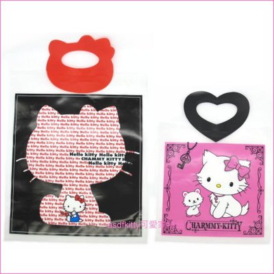 asdfkitty可愛家☆KITTY+瑪莉貓塑膠手提袋(一大一小)/禮物袋-日本正版商品