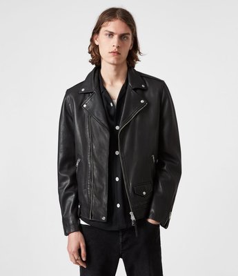 [ Satisfaction ] 英國品牌All Saints經典斜拉鍊騎士羊皮皮衣-型號Milo Leather