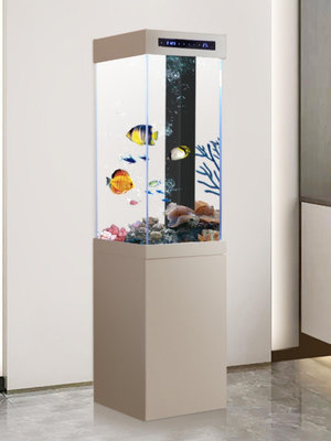 金魚缸客廳小型落地靠墻家用造景超白玻璃立式方形生態底濾水族箱