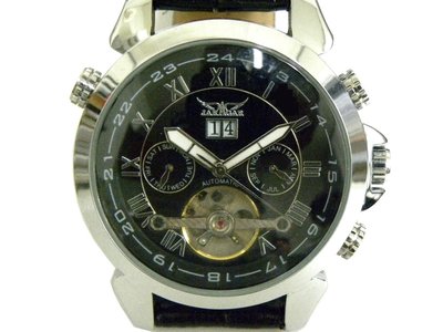 [專業] 機械錶 [JARAGAR H057M] 捷豹自動[大錶徑]錶[黑色面+星+日期]/時尚/中性 [新品]