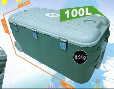 【瑪太】100L全新冰寶專業型冰箱(附輪) 箱蓋可充當野餐小餐桌 釣魚露營烤肉皆宜 台灣製造 品質保證